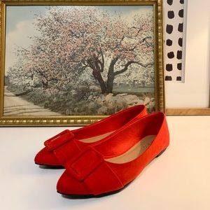 NEW Bamboo Red Suede Flats